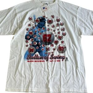 Vintage Starter Mark McGwire Sultan of Swing 62 Home Run T-Shirt MLB White Large